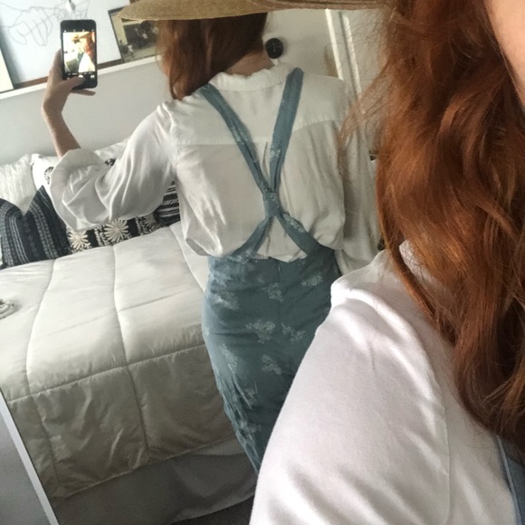 Blue Floral Overalls - Picture 2 of 4